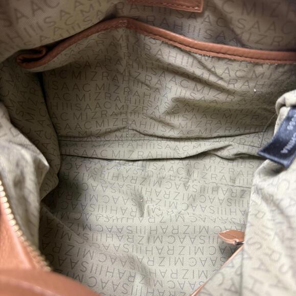 ISAAC MIZRAHI Bridgehampton Tan Pebbled Genuine Leather Hobo‎ Purse Tassel Charm - Picture 9 of 13